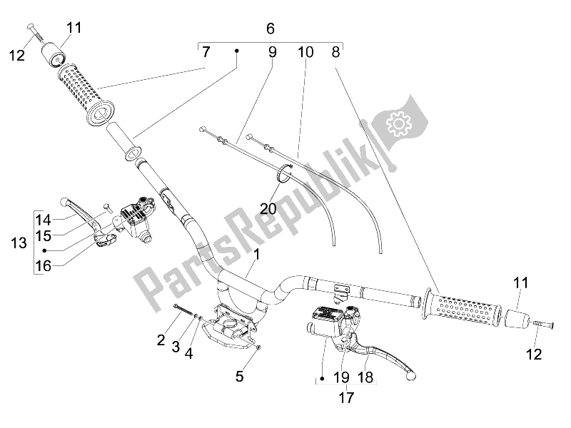 Toutes les pièces pour le Guidon - Master Cil. Du Gilera Fuoco 500 4T 4V IE E3 LT 2013