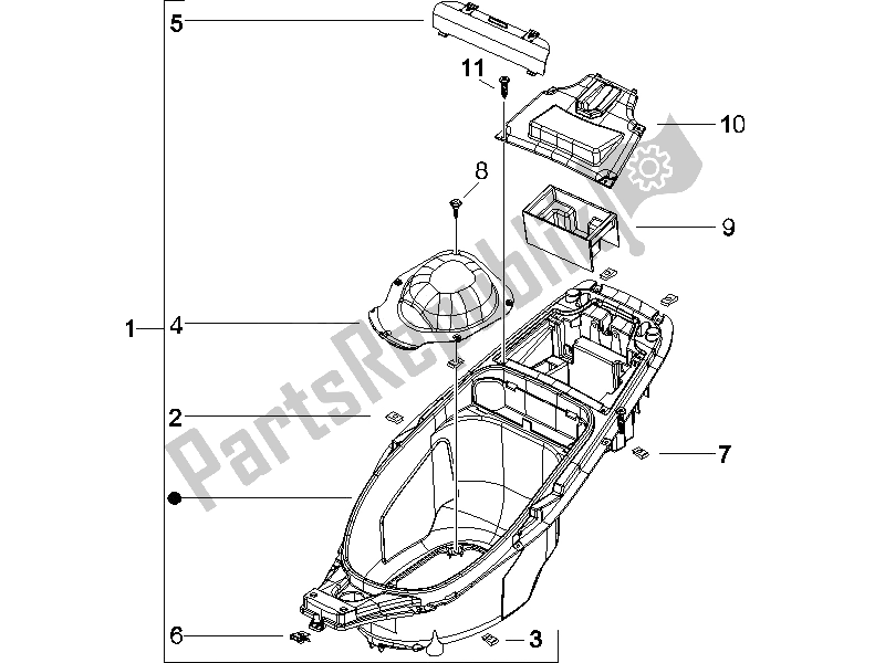 Toutes les pièces pour le Logement De Casque - Sous La Selle du Gilera Runner 50 SP UK 2005