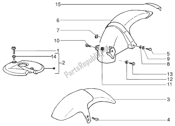 All parts for the Front And Rear Mudguard of the Gilera Runner 200 VXR 4T 1998