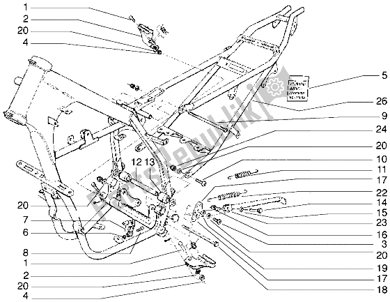 Toutes les pièces pour le Cadre (2) du Gilera Zulu 50 1998