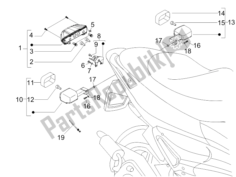 Todas las partes para Faros Traseros - Luces Intermitentes de Gilera Runner 200 VXR 4T E3 2006