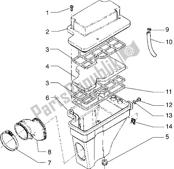 Todas as partes de Filtro De Ar do Gilera H K M Y 50 1998