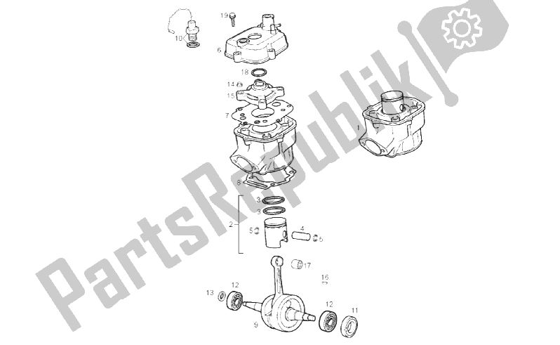 Toutes les pièces pour le Cylindre - Piston du Gilera RCR 50 2013