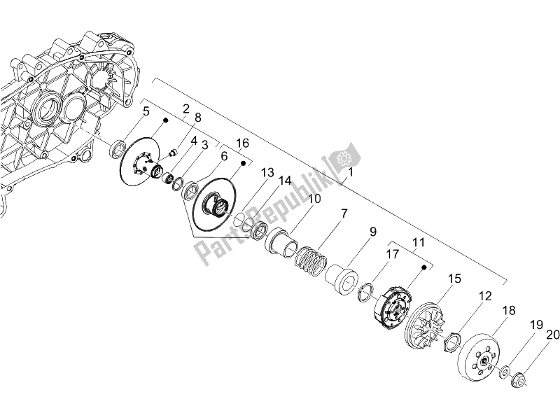 Toutes les pièces pour le Poulie Menée du Gilera Runner 200 VXR 4T E3 2006