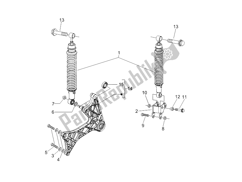 Toutes les pièces pour le Suspension Arrière - Amortisseur / S du Gilera Nexus 125 E3 2007