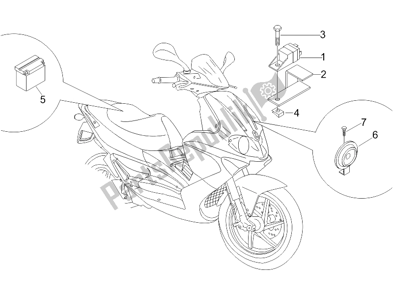 Toutes les pièces pour le Télécommandes - Batterie - Klaxon du Gilera Runner 125 VX 4T E3 Serie Speciale 2007