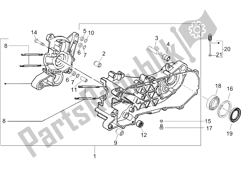 All parts for the Crankcase of the Gilera Runner 50 SP SC 2006