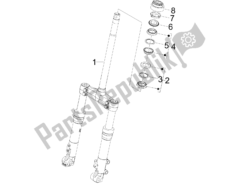 All parts for the Fork/steering Tube - Steering Bearing Unit of the Gilera Runner 200 VXR 4T Race 2005