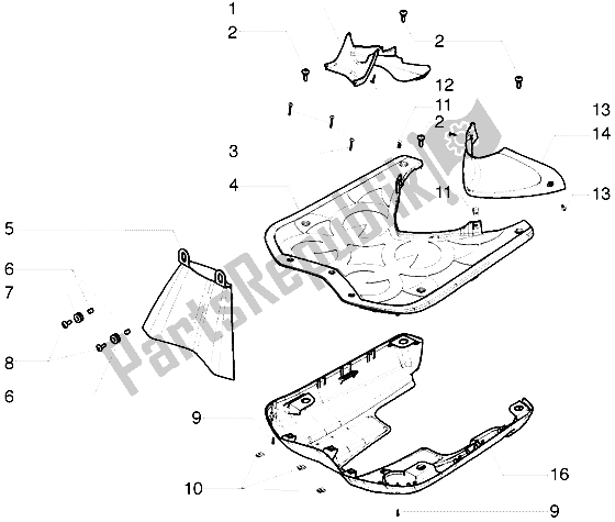 Tutte le parti per il Pedana-spoiler del Gilera ICE 50 1998