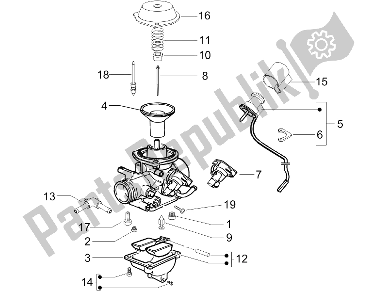 All parts for the Carburetor's Components of the Gilera Runner 125 VX 4T Race 2005