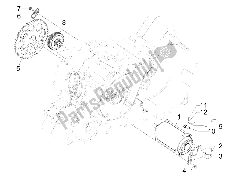 All parts for the Stater - Electric Starter of the Gilera GP 800 2007