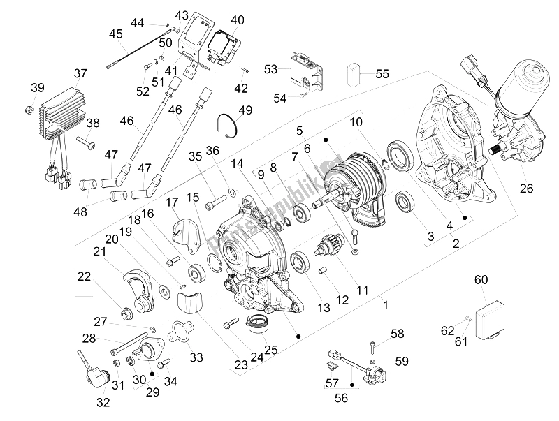 Alle onderdelen voor de Spanningsregelaars - Elektronische Regeleenheden (ecu) - H. T. Spoel van de Gilera Fuoco 500 4T 4V IE E3 LT 2013