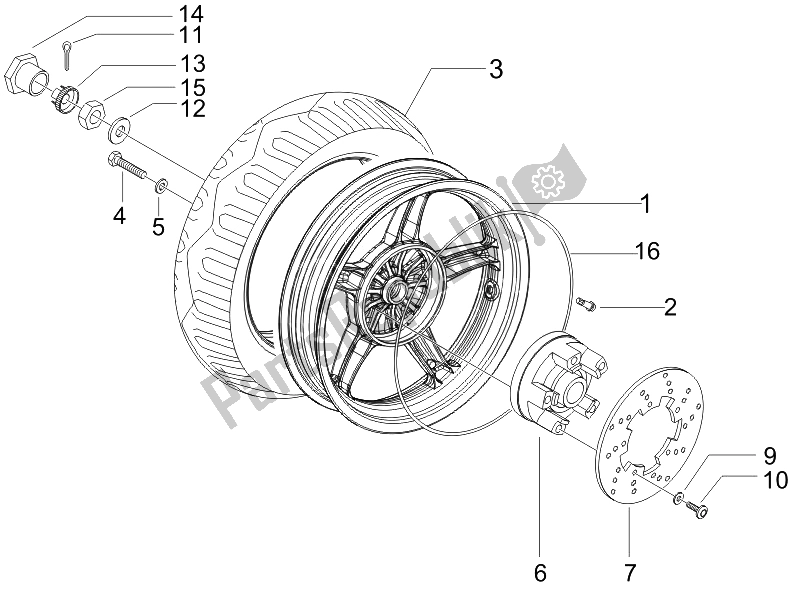 Toutes les pièces pour le Roue Arrière du Gilera Runner 50 SP 2008