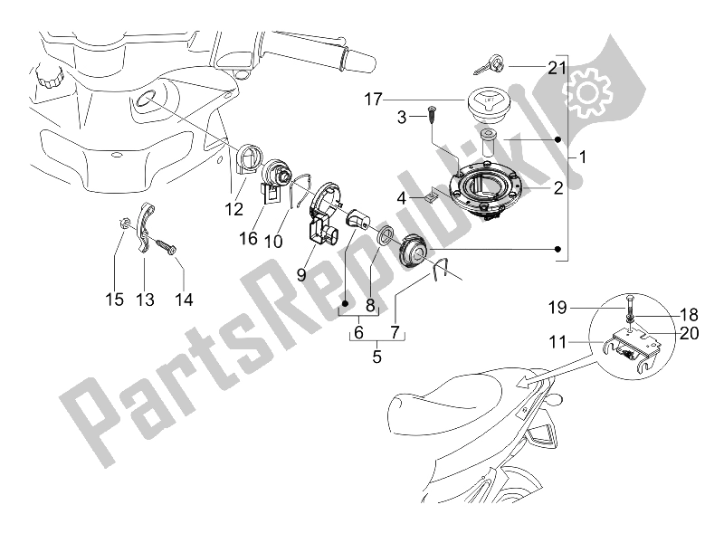 Tutte le parti per il Serrature del Gilera Runner 200 VXR 4T Race E3 2006