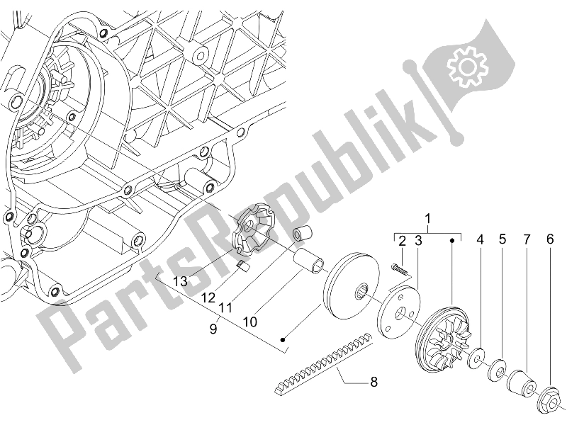 Toutes les pièces pour le Poulie Motrice du Gilera Runner 125 VX 4T SC E3 UK 2006