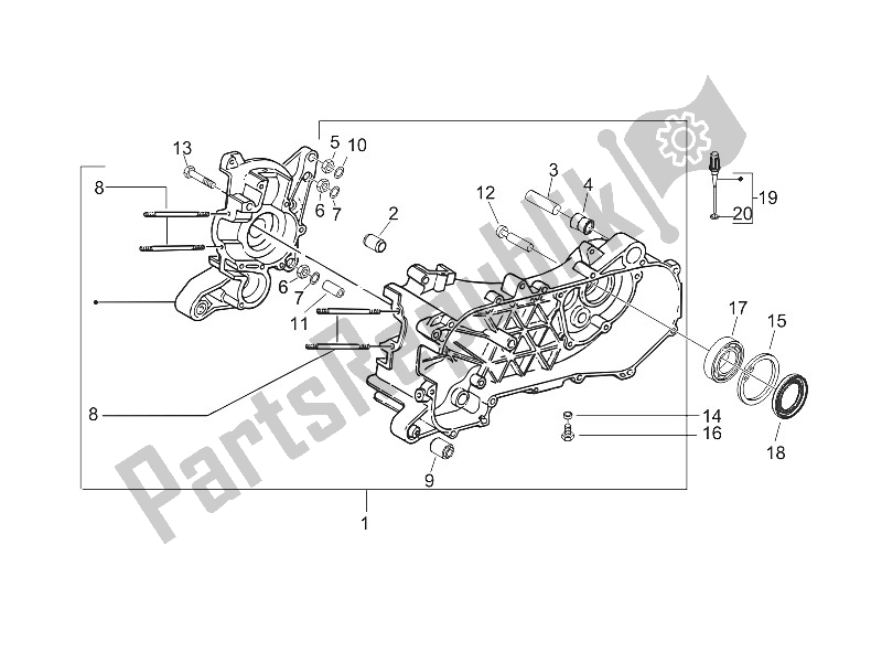 All parts for the Crankcase of the Gilera Stalker 50 2005