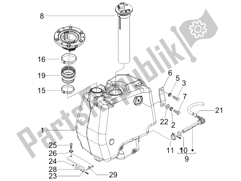 Todas las partes para Depósito De Combustible de Gilera Runner 125 VX 4T SC 2006