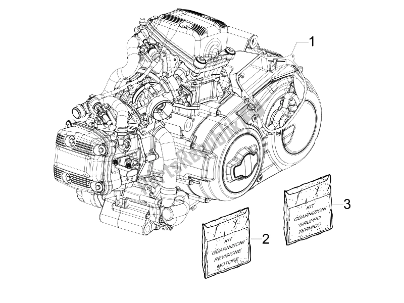 Alle onderdelen voor de Motor Assemblage van de Gilera GP 800 2007