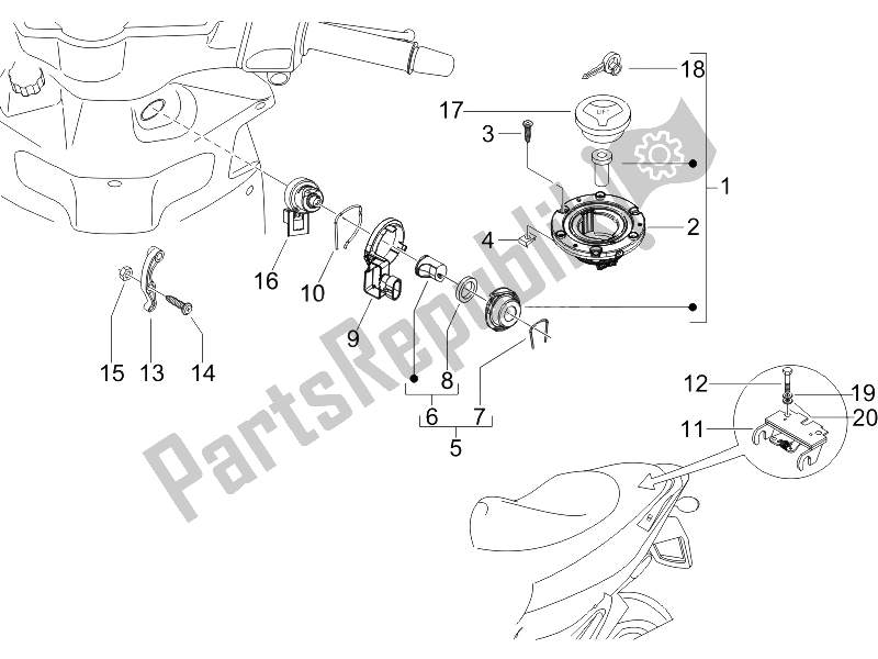 All parts for the Locks of the Gilera Runner 125 VX 4T SC UK 2006