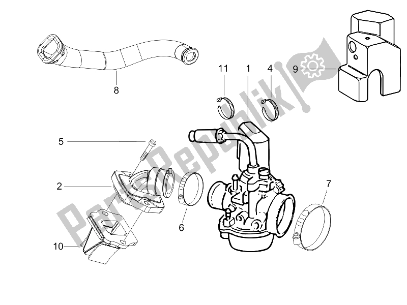 Toutes les pièces pour le Carburateur, Montage - Tuyau Union du Gilera Storm 50 UK 2007