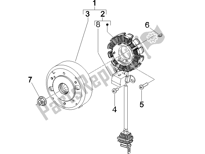 Toutes les pièces pour le Volant Magnéto du Gilera Runner 50 Pure JET SC UK 2005