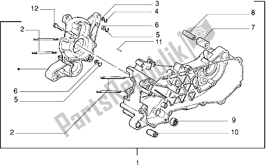 All parts for the Crankcase of the Gilera DNA 50 1998