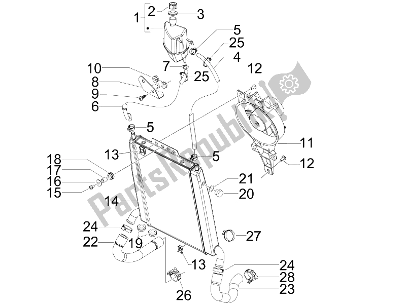 Toutes les pièces pour le Système De Refroidissement du Gilera Nexus 300 IE E3 2009