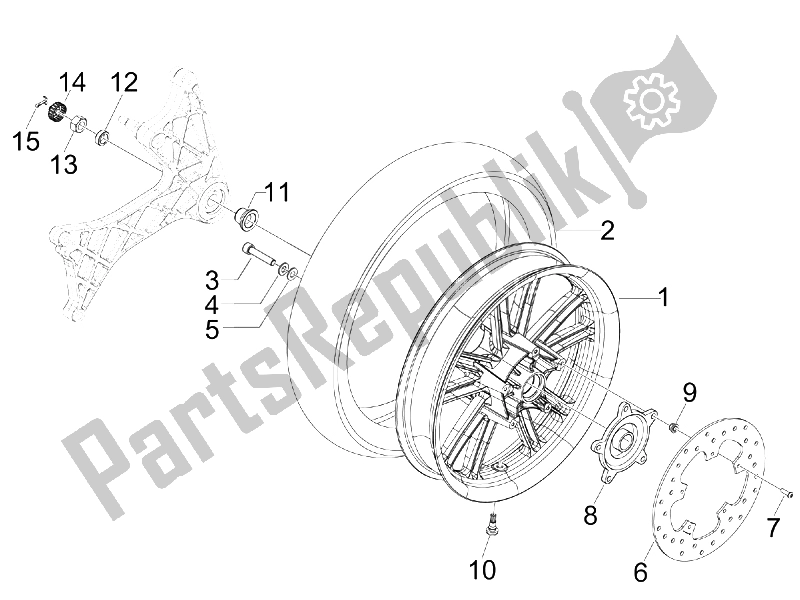 Toutes les pièces pour le Roue Arrière du Gilera Nexus 300 IE E3 2009