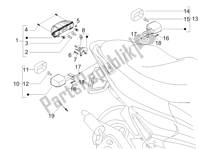 Toutes les pièces pour le Phares Arrière - Clignotants du Gilera Runner 125 VX 4T Race E3 2006