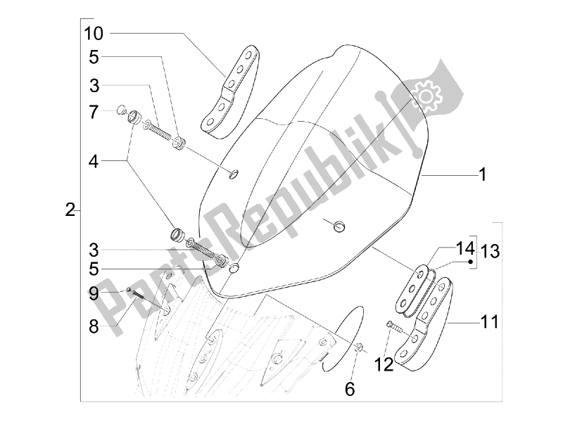 All parts for the Windshield - Glass of the Gilera Nexus 300 IE E3 2008