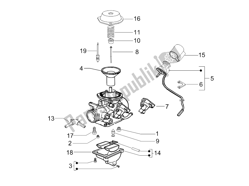 Toutes les pièces pour le Composants Du Carburateur du Gilera Runner 200 VXR 4T Race E3 UK 2006