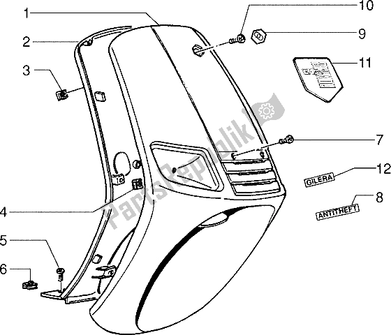 Tutte le parti per il Shieldren Maschera del Gilera Easy Moving 50 1998