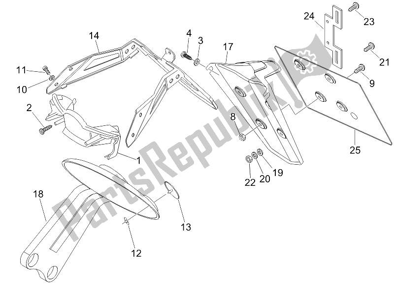 All parts for the Rear Cover - Splash Guard of the Gilera Nexus 500 E3 2006