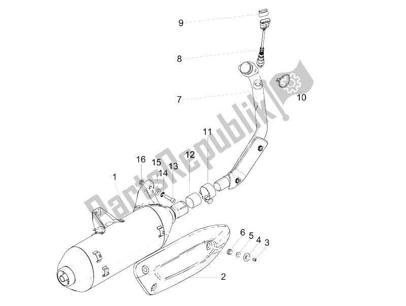 All parts for the Silencer of the Gilera Nexus 250 E3 2007