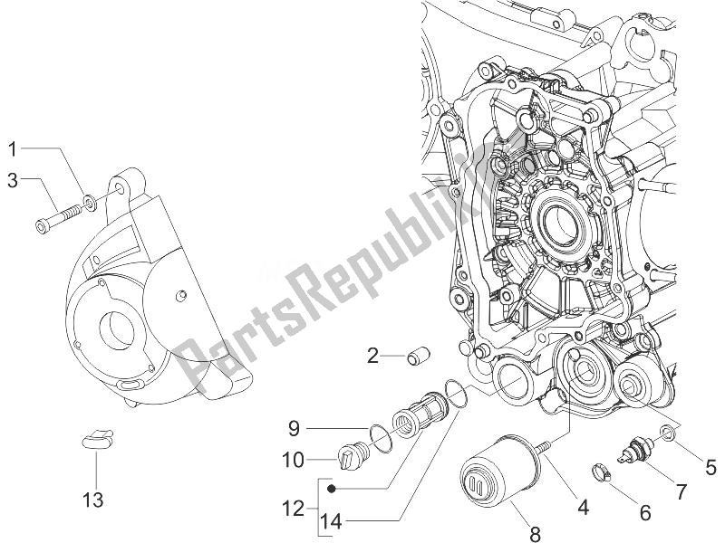 Toutes les pièces pour le Couvercle Magnéto Volant - Filtre à Huile du Gilera Runner 125 VX 4T 2005