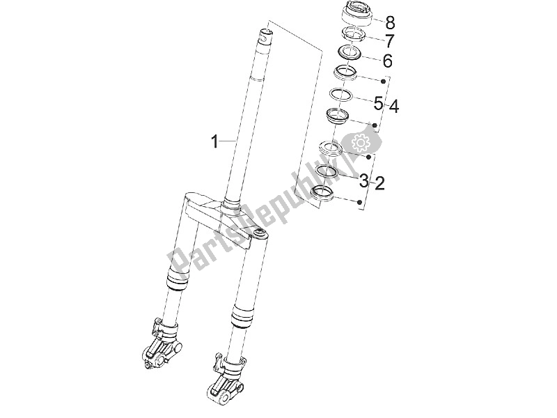 Tutte le parti per il Forcella / Tubo Sterzo - Unità Cuscinetto Sterzo del Gilera Runner 50 Pure JET 2005