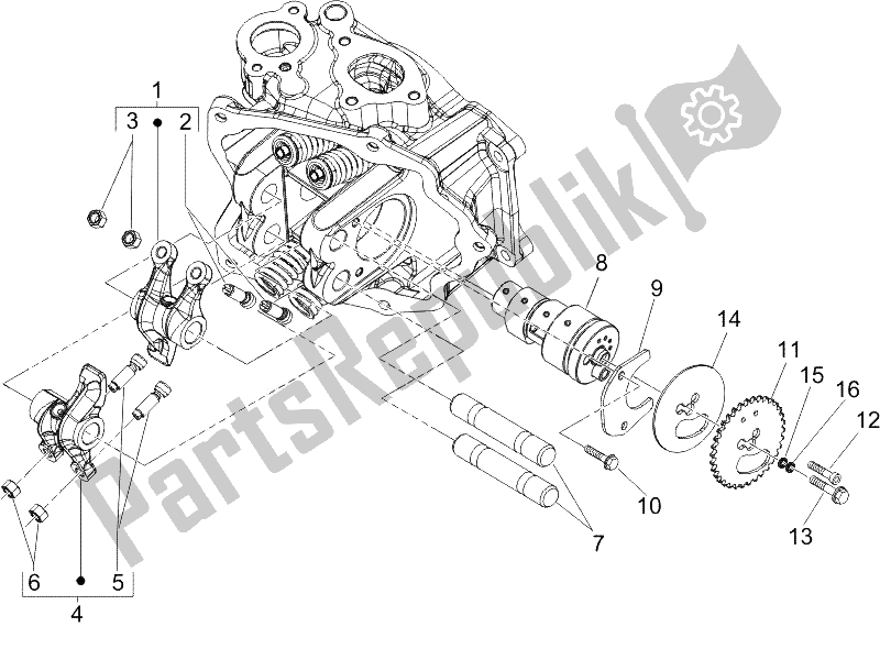 All parts for the Rocking Levers Support Unit of the Gilera Runner 125 VX 4T Race E3 2006