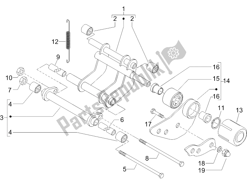 Toutes les pièces pour le Bras Oscillant du Gilera Runner 125 VX 4T E3 2007