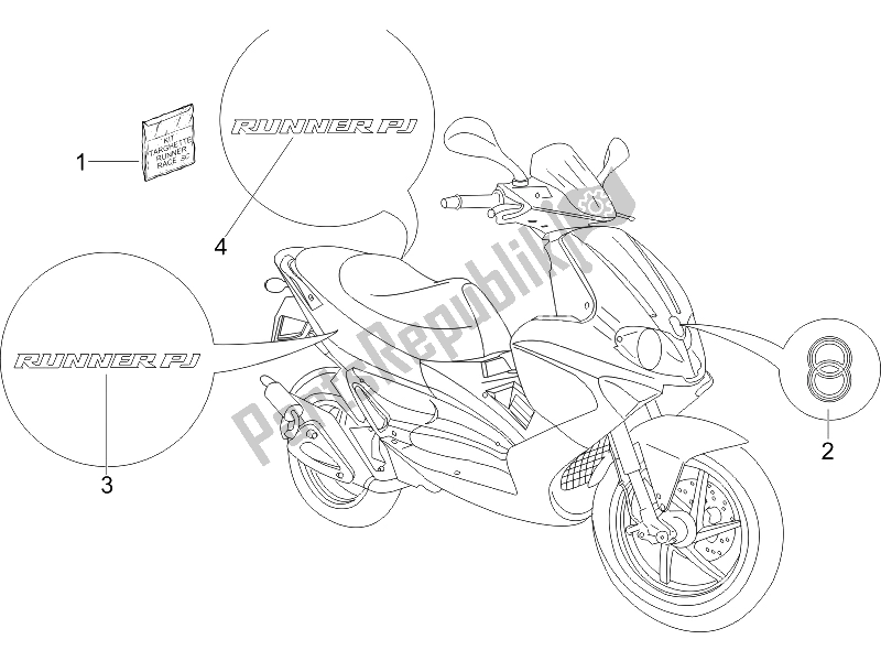 Toutes les pièces pour le Plaques - Emblèmes du Gilera Runner 50 Pure JET SC UK 2005