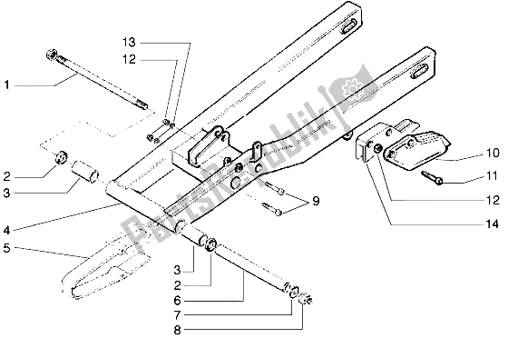 All parts for the Rear Fork of the Gilera GSM M Y 50 1998