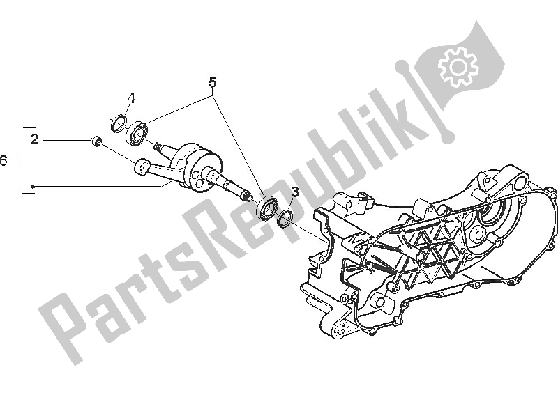 All parts for the Crankshaft of the Gilera Runner 50 SP 2005