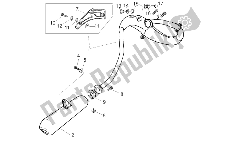 All parts for the Exhaust Pipe of the Gilera SMT 50 2013