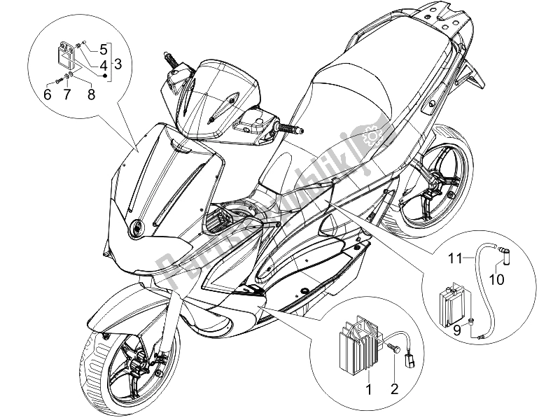 Wszystkie części do Regulatory Napi? Cia - Elektroniczne Jednostki Steruj? Ce (ecu) - H. T. Cewka Gilera Runner 50 SP 2008