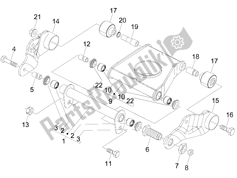 Toutes les pièces pour le Bras Oscillant du Gilera Fuoco 500 E3 2007