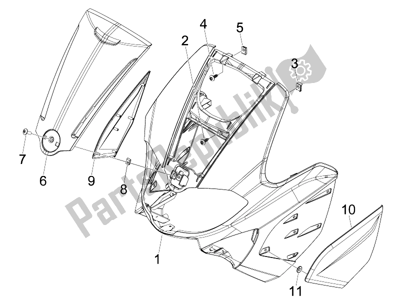 Toutes les pièces pour le Bouclier Avant du Gilera Runner 50 SP 2010