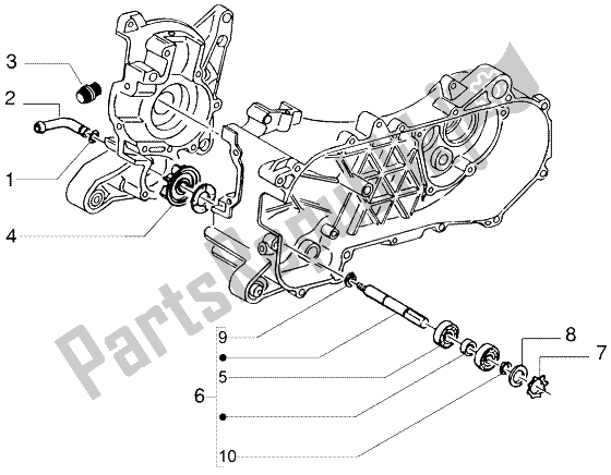 All parts for the Water Pump of the Gilera DNA M Y 50 1998