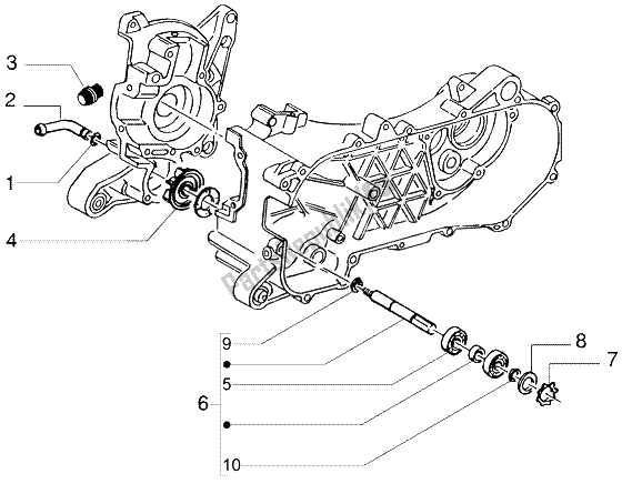 All parts for the Water Pump of the Gilera DNA M Y 50 1998