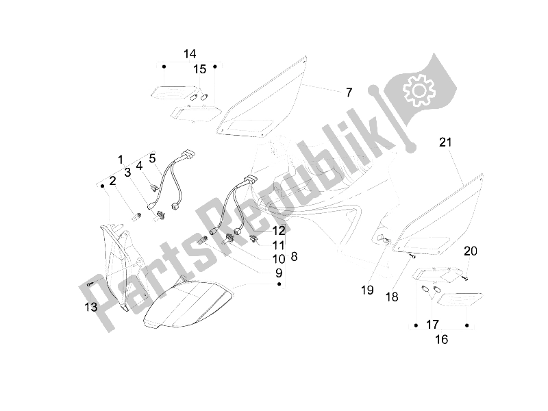 Alle onderdelen voor de Koplampen - Richtingaanwijzers van de Gilera Nexus 250 SP E3 UK 2006