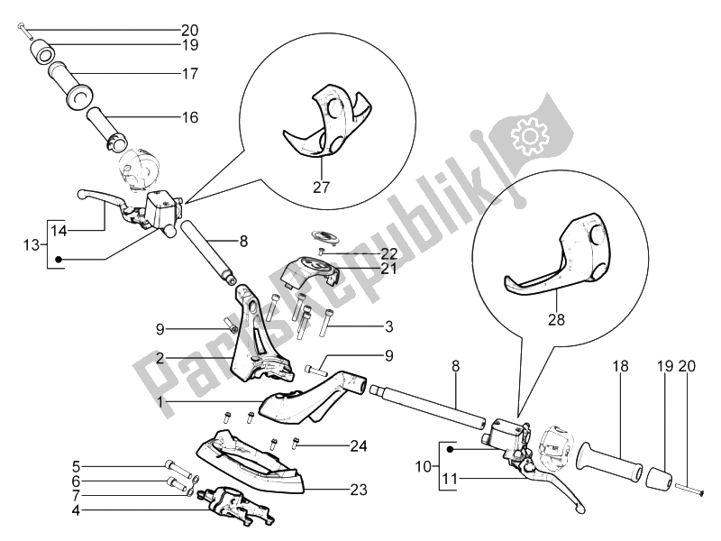 All parts for the Handlebars - Master Cil. Of the Gilera GP 800 2007