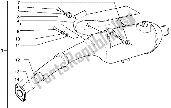 Todas las partes para Silenciador de Gilera DNA 125 1998